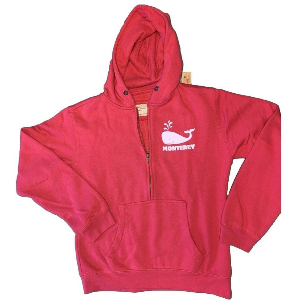 HTF Unused Youth XL League Collegiate Wear Hoodie Whale Monterey RED1/2 Zip NWOT
